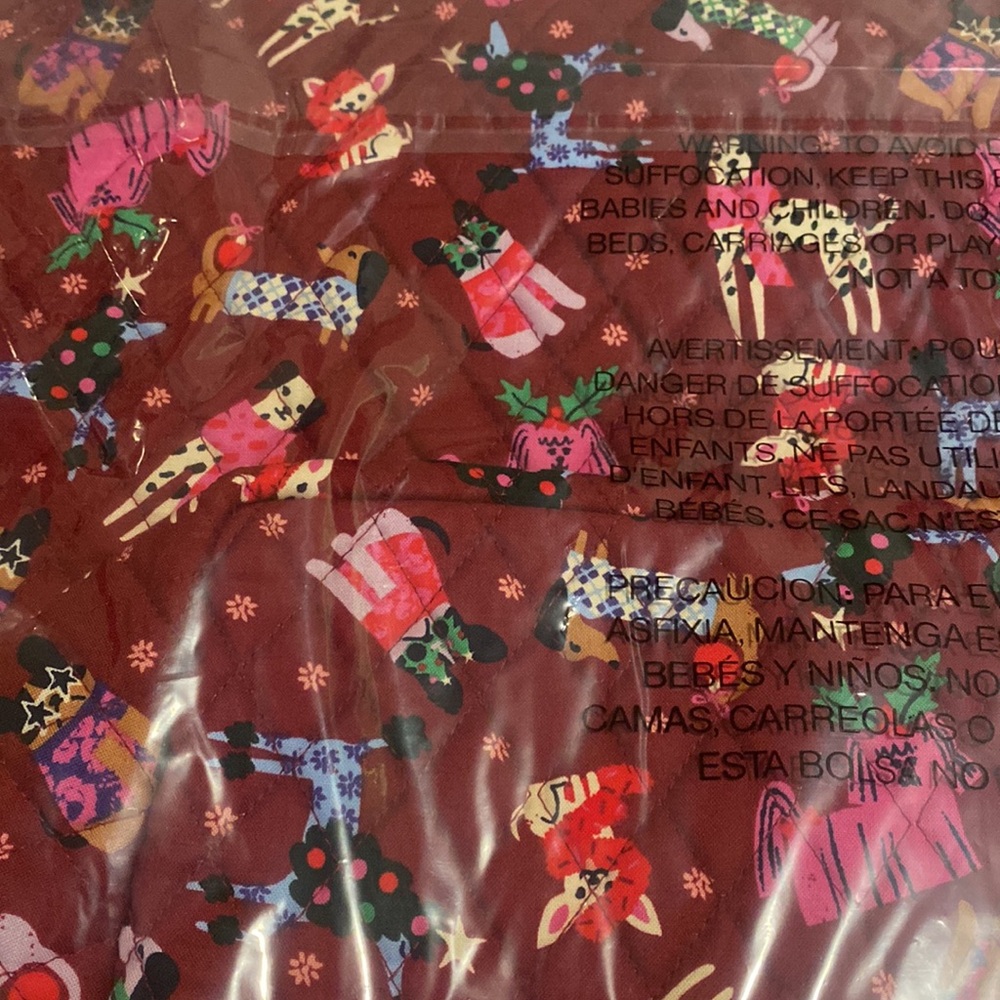 New Vera Bradley Essential Grand Tote Holiday Hounds - Picture 5 of 5